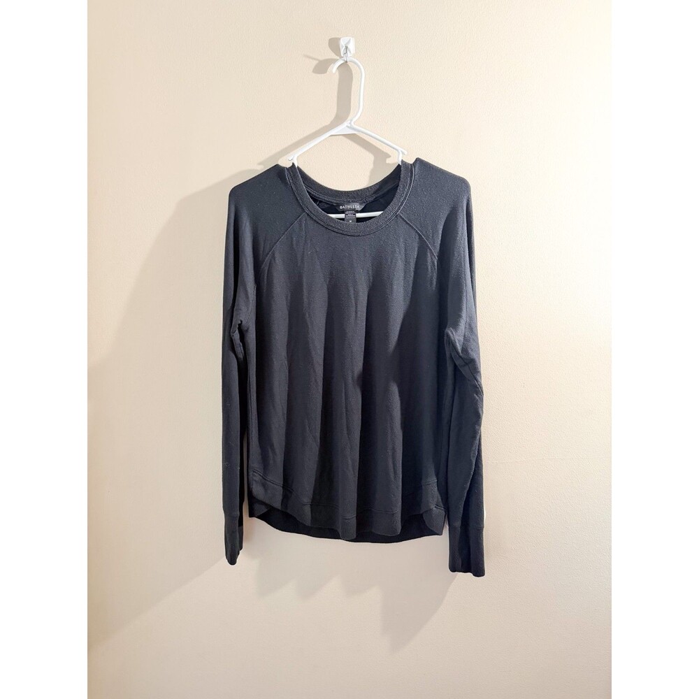 Athleta Black Long Sleeve Top Women Medium Athletic Crew Neck Lightweight Active